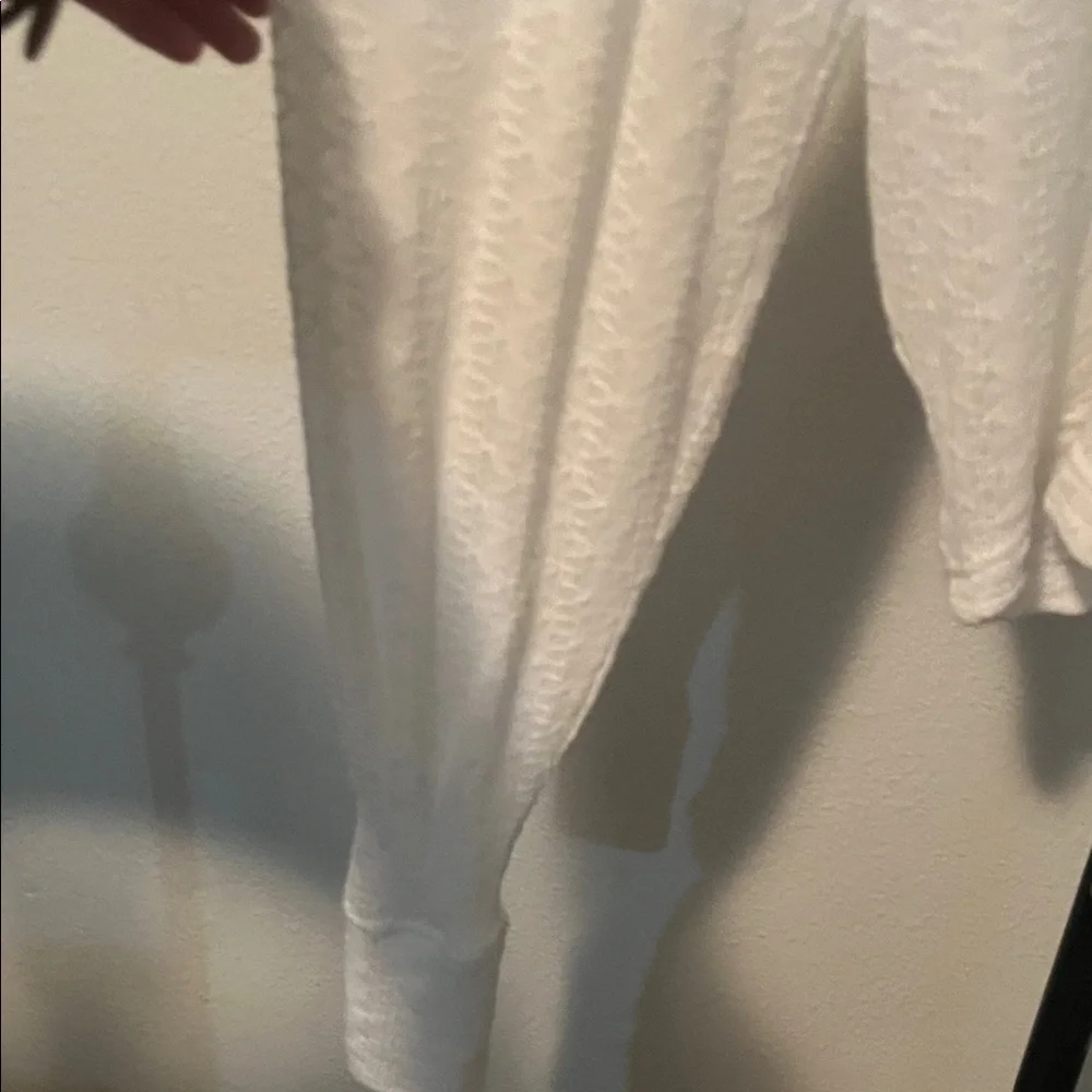 Free People White Sheer V-Neck Long Sleeve Top